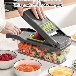 1Set Vegetable Onion Chopper, Kitchen 14 In 1 Food Chopper 8 Blades Cutter With Container