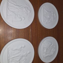 Four Vintage Neoclassic Grand Tour Porcelain Bisque Medallions Set/4 Royal Copenhagen