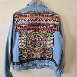Denim Jacket Back Boho Embroidery  