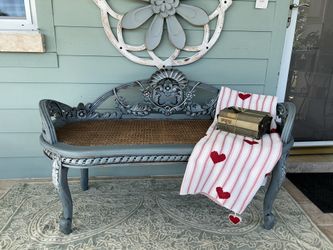 Elegant French Louis XVI Wood Cane Settee/Bench