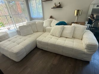 White Bouclé Camaleonda style sectional sofa