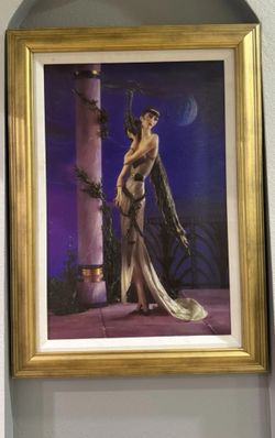 FEAMED GIUSEPPE ARMANI 'LADY WITH PEACOCK' CANVAS TRANSFER  484/675