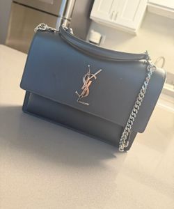 YSL GREY AND SILVER PURSE