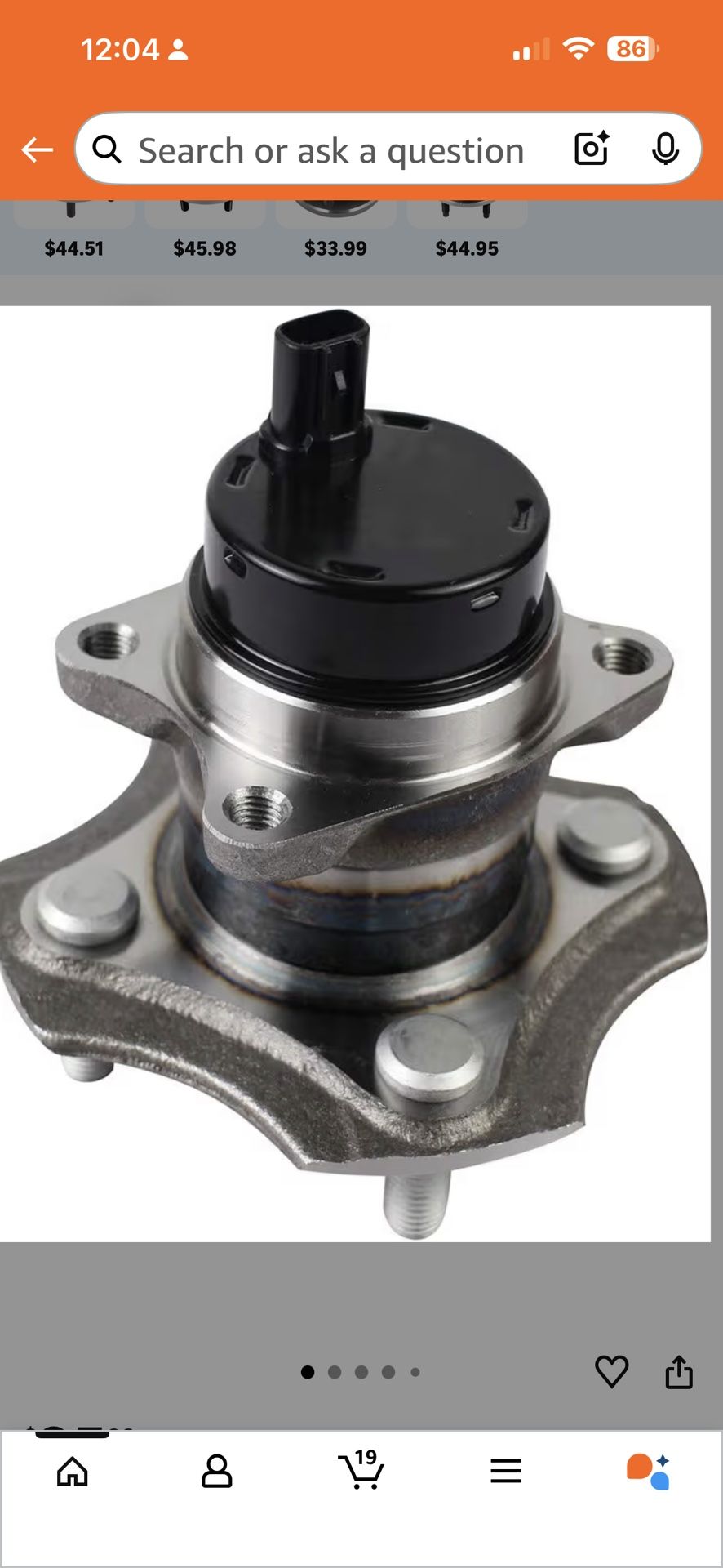 512209 Wheel Hub and Bearing Assembly Rear Axle for 2004-06 Scion xA xB, 2000-05 Toyota Echo