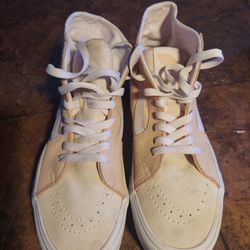 WOMEN'S VANS  PINK & WHITE PLATFORM SHOE SIZE 8