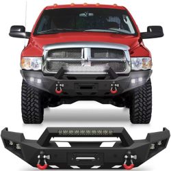 For 2003-2004-2005 Dodge Ram 2500/3500 Front Bumper Steel with Winch +LED Lights