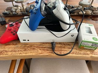 Xbox Series S with 3 controllers & storage expansion card