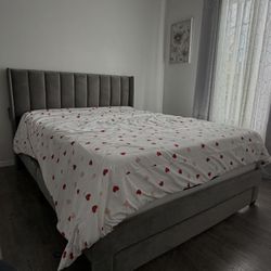 Grey Queen Storage Bed Frame
