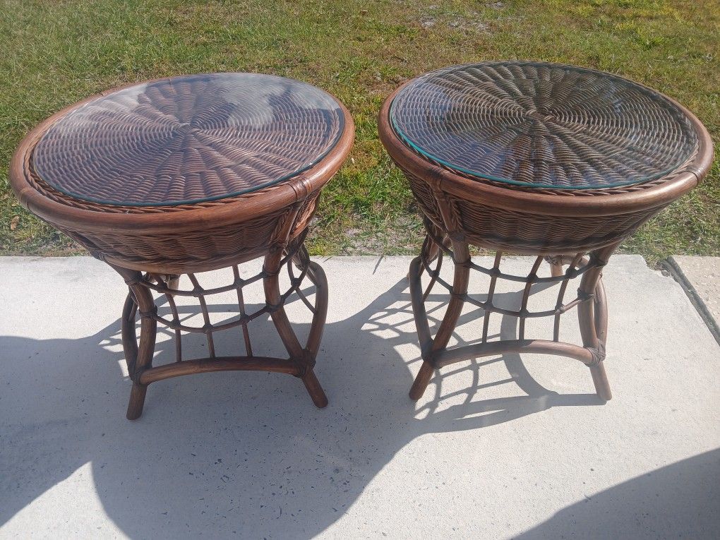 Boho Rattan End Tables