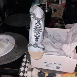 Justfab Wedge Cora Clear Rhinestones. Size 9