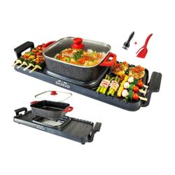 SKAIVA Electric Hot Pot and Grill Multifunctional Indoor Detachable Shabu Shabu-Steaks Korean BBQ Non-Stick Grill, Smokeless Electric Hotpot grill Com