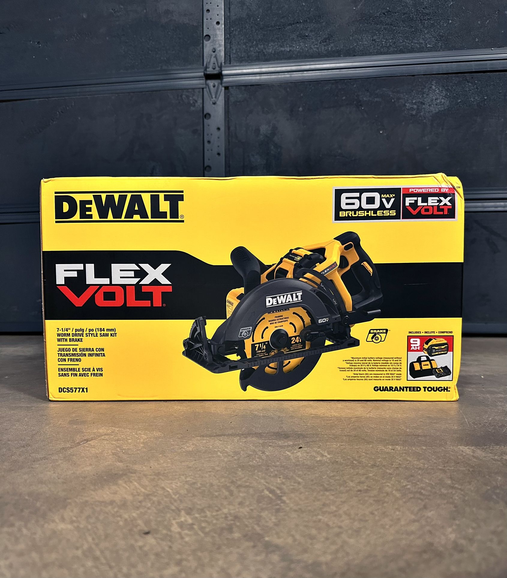 DeWalt FLEXVOLT 60V MAX 7-1/4 in. Cordless Worm Drive Style Saw with (1) 9.0Ah Battery & FAST Charger