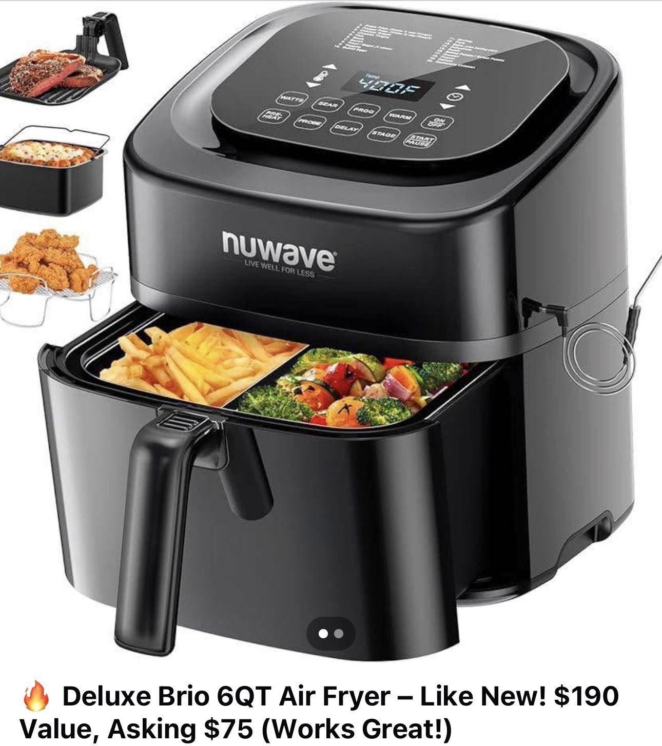 🔥 Deluxe Brio 6QT Air Fryer – Like New! $190 Value, Asking $75 (Works Great!)