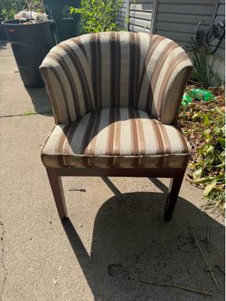 Brown striped accent chair