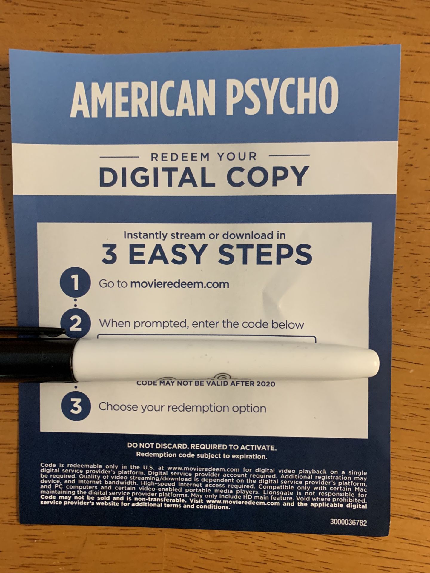 American Psycho 4K digital code
