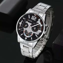 Stylish Men's Business Style Quartz Stainless Steel Wrist Watch With Elegant Dial & Date Display