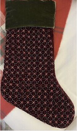 *RARE* Pottery Barn ~RED & GREEN VELVET BEADED~ CHRISTMAS STOCKING *NO MONO*