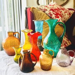 Vintage Crackle Glass Collection Various Colors & Sizes