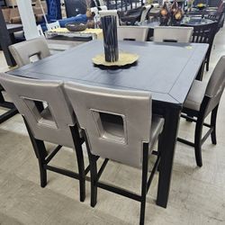 Nice Counter Height Dining Table Set With 6 Chairs 