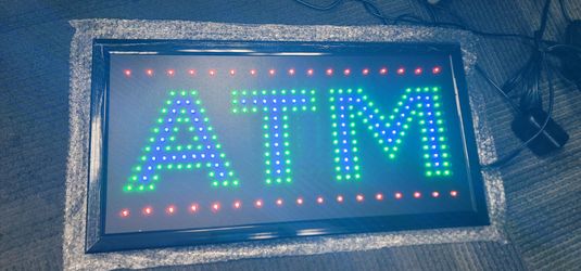 LED ATM Sign Two Mode Flashing With Power Plug 19 X 10"