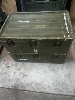 2 Vintage Military Aluminum Medical Supplies Chest Storage Box Container