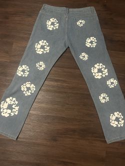 light blue denim pants