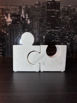 Marble Puzzle Piece Bookends Set