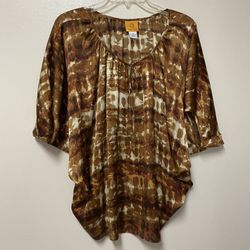 Women’s RUBY RD. 100% Polyester Short Sleeve Keyhole Pull Over Top Blouse… Size 6.