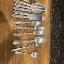 Vintage silver plated lady Caroline flatware set up