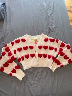 Daisy Cropped Heart Knit Cardigan