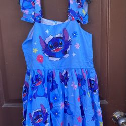 Lilo & Stitch Blue Sleeveless Girls Dress 8-10….