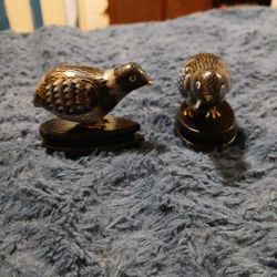 Pair Vintage Cloisonne Quail 