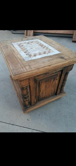 Center side table tv stand rustic wood