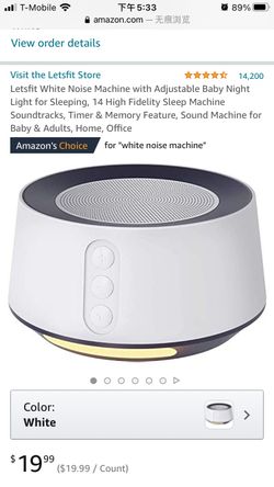 Letsfit White Noise Machine with Adjustable Baby Night Light for Sleeping, 14 High Fidelity Sleep Machine Soundtracks, Timer & Memory Feature, Sound