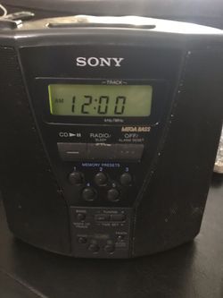 Mini Sony cd, clock radio electric box.