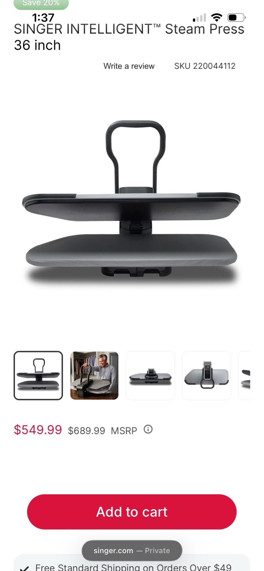 SINGER INTELLIGENT™ Steam Press 36 inch