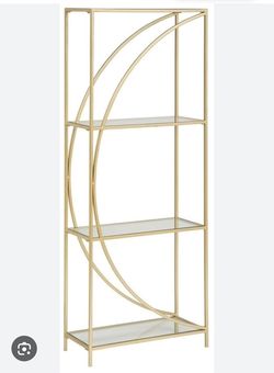 MCM Gold shelf with mirror shelves.
22"w x 9.75"d x 59.5"h