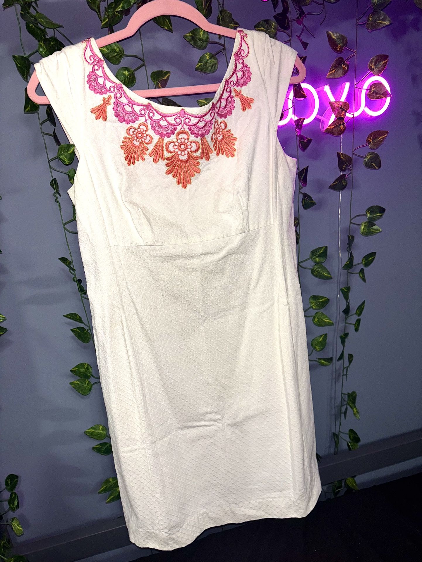 Lilly Pulitzer Allura Dress, Pink and Orange Embroidery - Archives