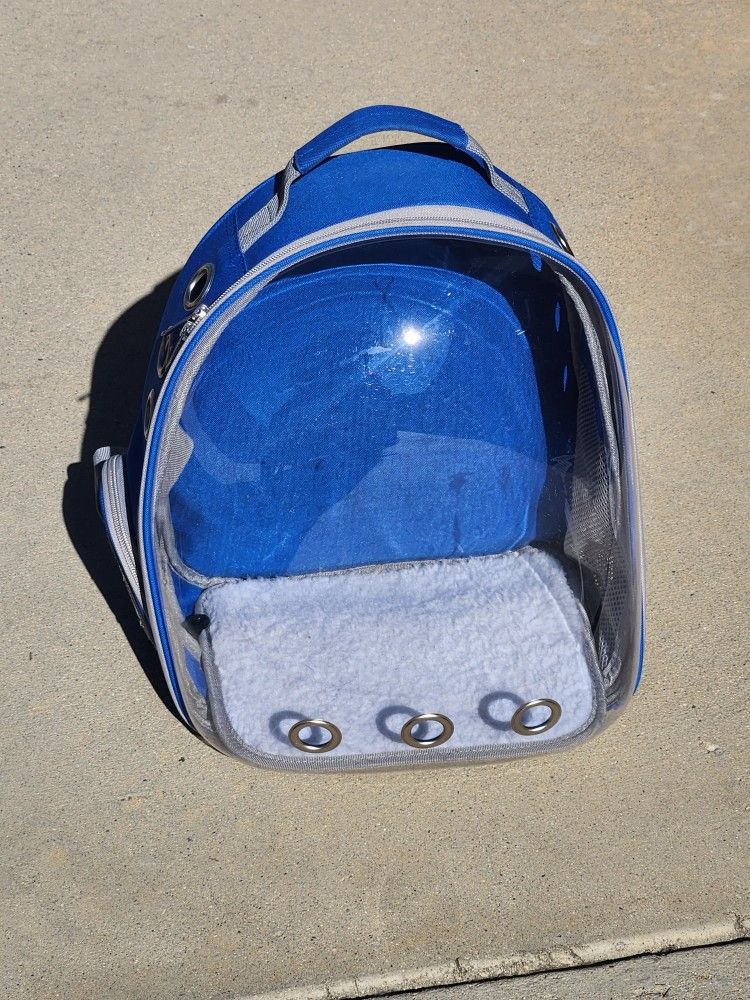 Pet Portable Carrier Backpack Space Capsule Travel Dog Cat Bag Transparent Blue
