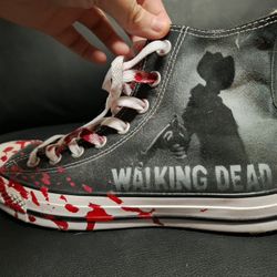 Custom Walking Dead Converse High Tops, Men's 8, Women's 10