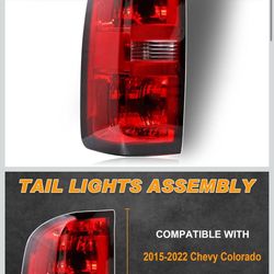 Tail Light Assembly Compatible With 2015-2022 Chevy Colorado Factory Style Left Driver Side Taillight Brake Rear Lamp Red Clear Lens with Bulb and Har