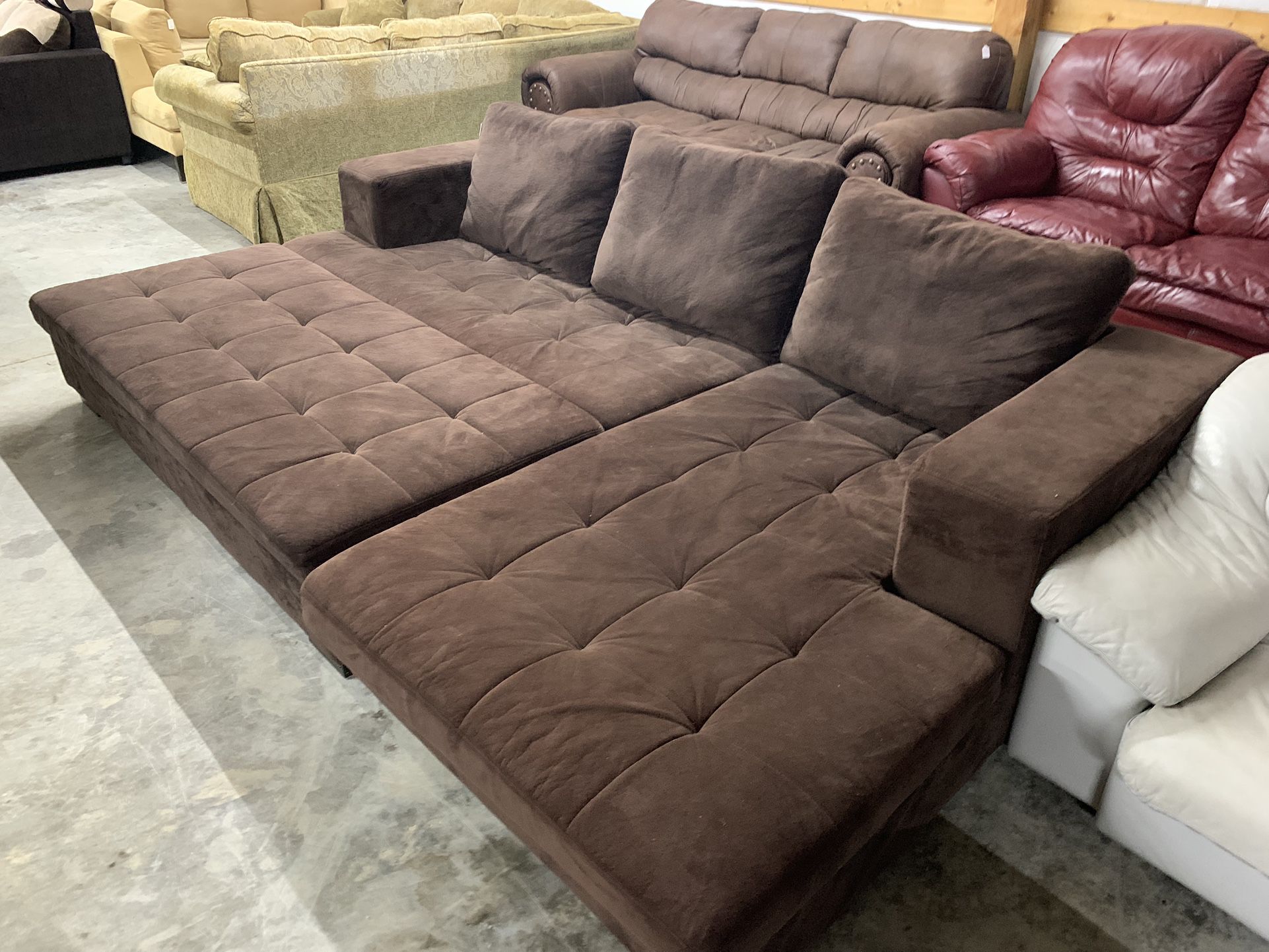 Brown Sectional Couch With An Ottoman “WE DELIVER”