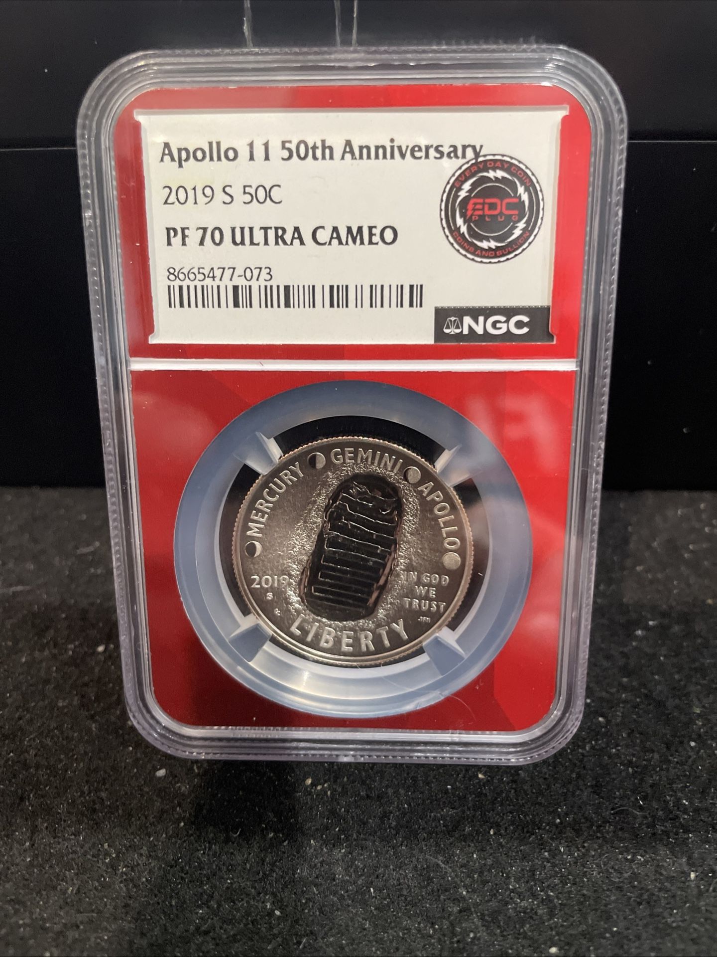2019 S Perfect Graded Apollo 11 50th Anniversary Half Dollar Graded At PR70 By NGC C-19