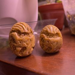 Vintage Carved Elephant stone Eggs