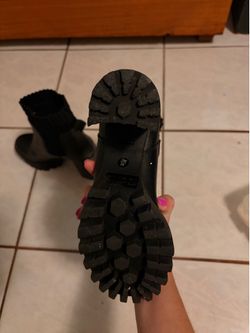 Black Chunky Platform Ankle Boots Size 6.5