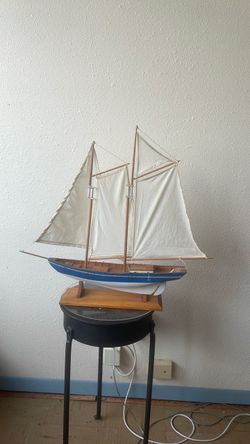 Vintage wood 3 sailboat model