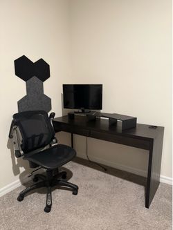 2 IKEA desk with chair and screen