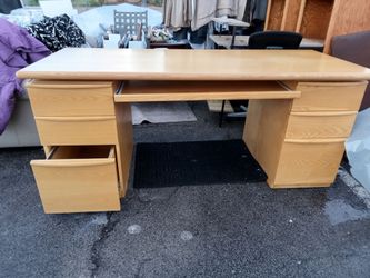 Light Oak Double Pedestal Office Desk