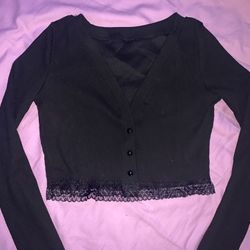 Black Lace Crop Cardigan Lolita