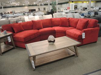 Red Curved Wedge Sectional - Red | L-Shaped Couch | Corner Couch